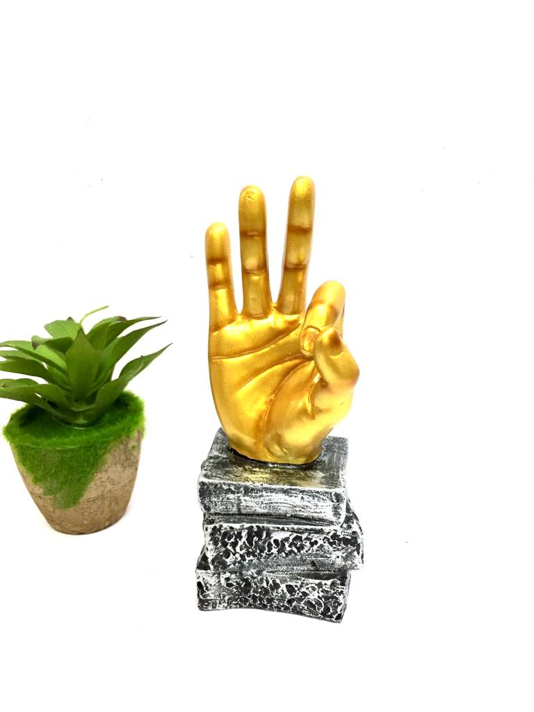 Hand Gestures Elegant Modern Theme Décor Golden Shades From Tamrapatra