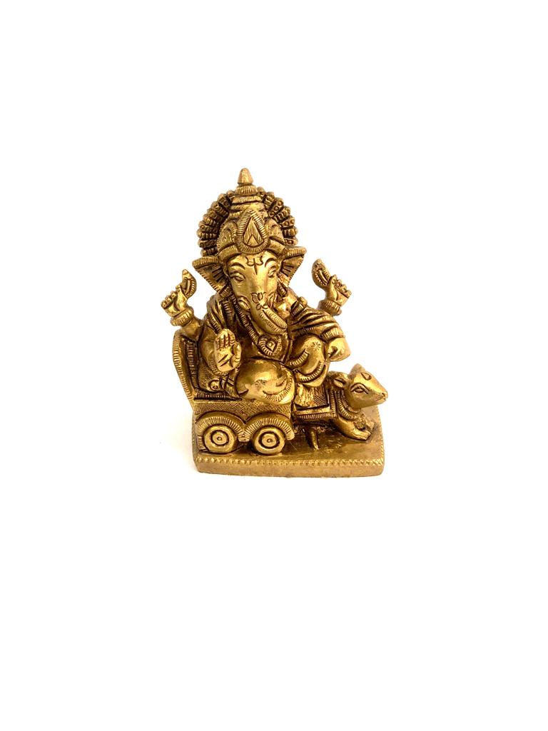 Eccentric Design Available In Lord Ganesh On Rat Super Fine Brass Idols Tamrapatra