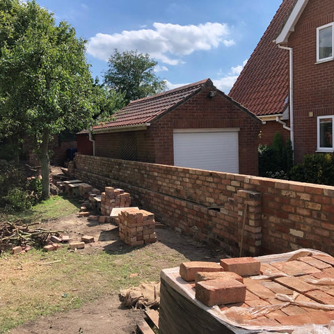 Reclaimed Brick wall in construction 