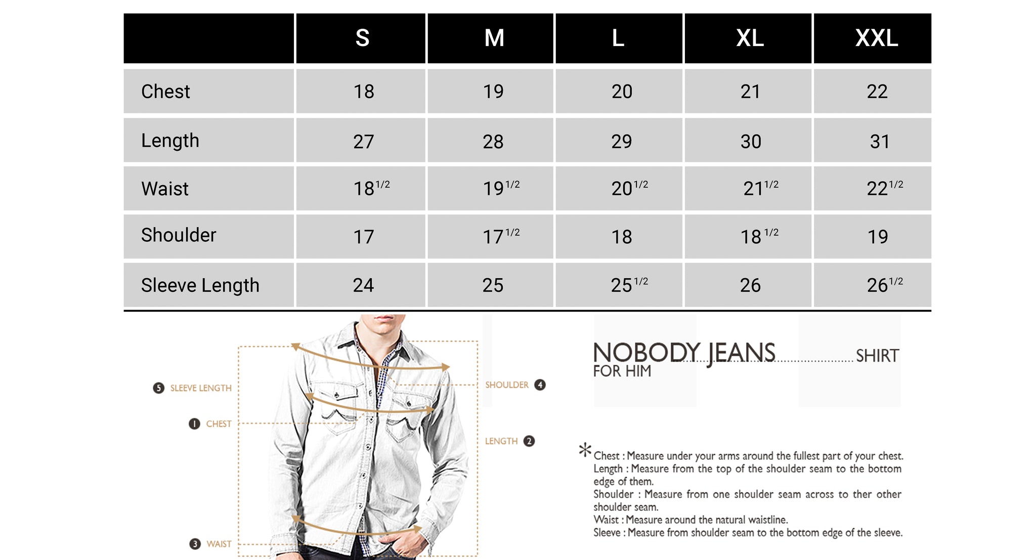 Size Chart – Nobody Jeans
