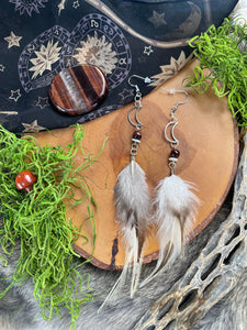 Snow Tiger Feather Earrings