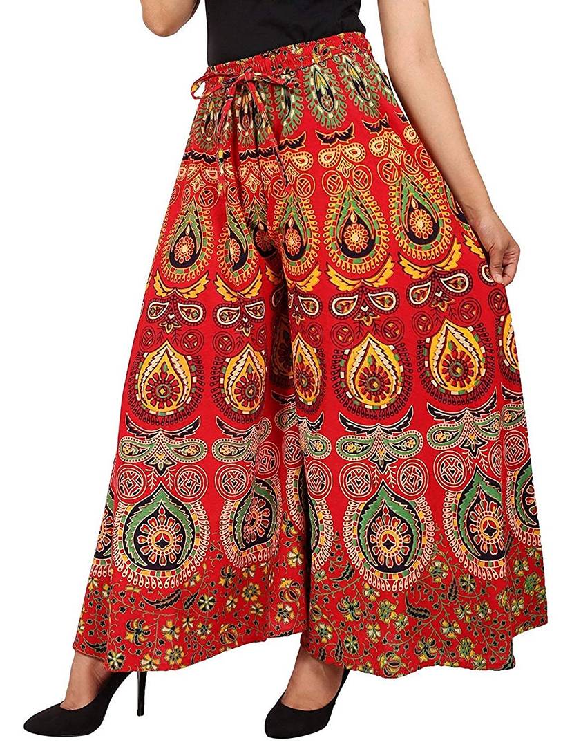 Women's Cotton Red Printed Palazzo-Pack of 1