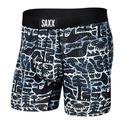 Saxx Vibe Super Soft Boxer Brief Men's Underwear, Blue Pop Jungle, Medium