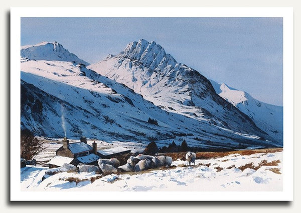 Tryfan from Tal y Braich. A watercolour by Rob Piercy