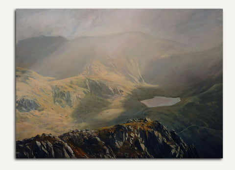 Cwm Idwal from Pen yr Oleu Wen. A watercolour by Rob Piercy