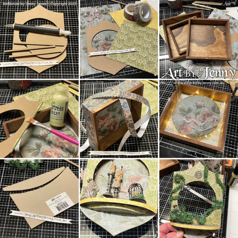 Art by Jenny Birdhouse with Etcetera Facades - mini pictorial tutorial showing how the birdhouse was created.
