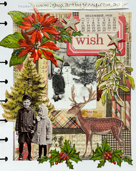 artwork created by Jenny James in a Happy Planner using Tim Holtz Idea-Ology ephemera, layers and embellishments