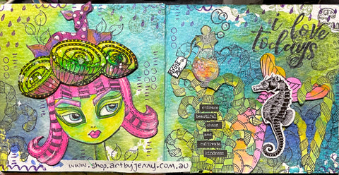 Dylusions art journal page inspired by Dyan Reaveley, made by Art by Jenny in Australia