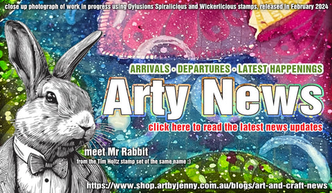 image for March 2024 to advertise our latest news at Art by Jenny with Mr Rabbit and Wickerlicious stamps by Tim and Dyan