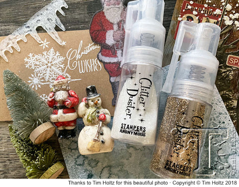 photo by Tim Holtz showing the Glitter Duster from STampers Anonymous