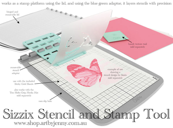 Sizzix Stencil and Stamp Precision Layering Tool with notes and an example of use