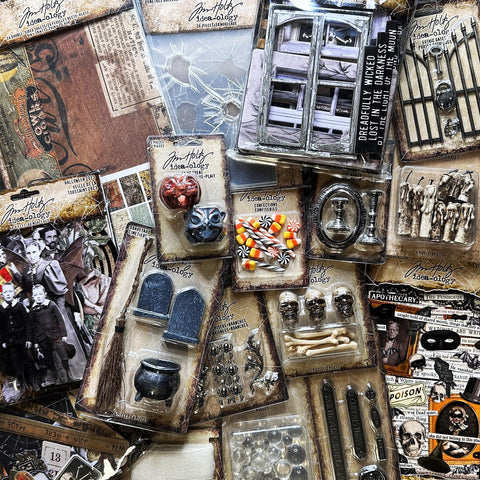 photo borrowed from Tim Holtz showing Idea-Ology Halloween new designs.