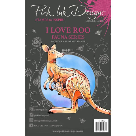 I Love Roo (kangaroos) - Clear Stamp Set by Pink Ink Designs ... Set of 6 (six) clear cling stamps. Fauna Series, PI165.