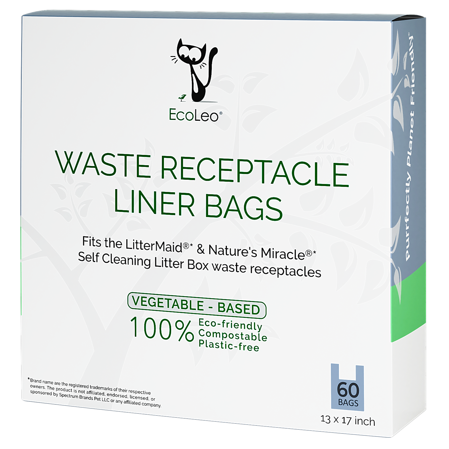 EcoLeo Compostabe Litter Scoop Cat Waste Bags, 40 Count