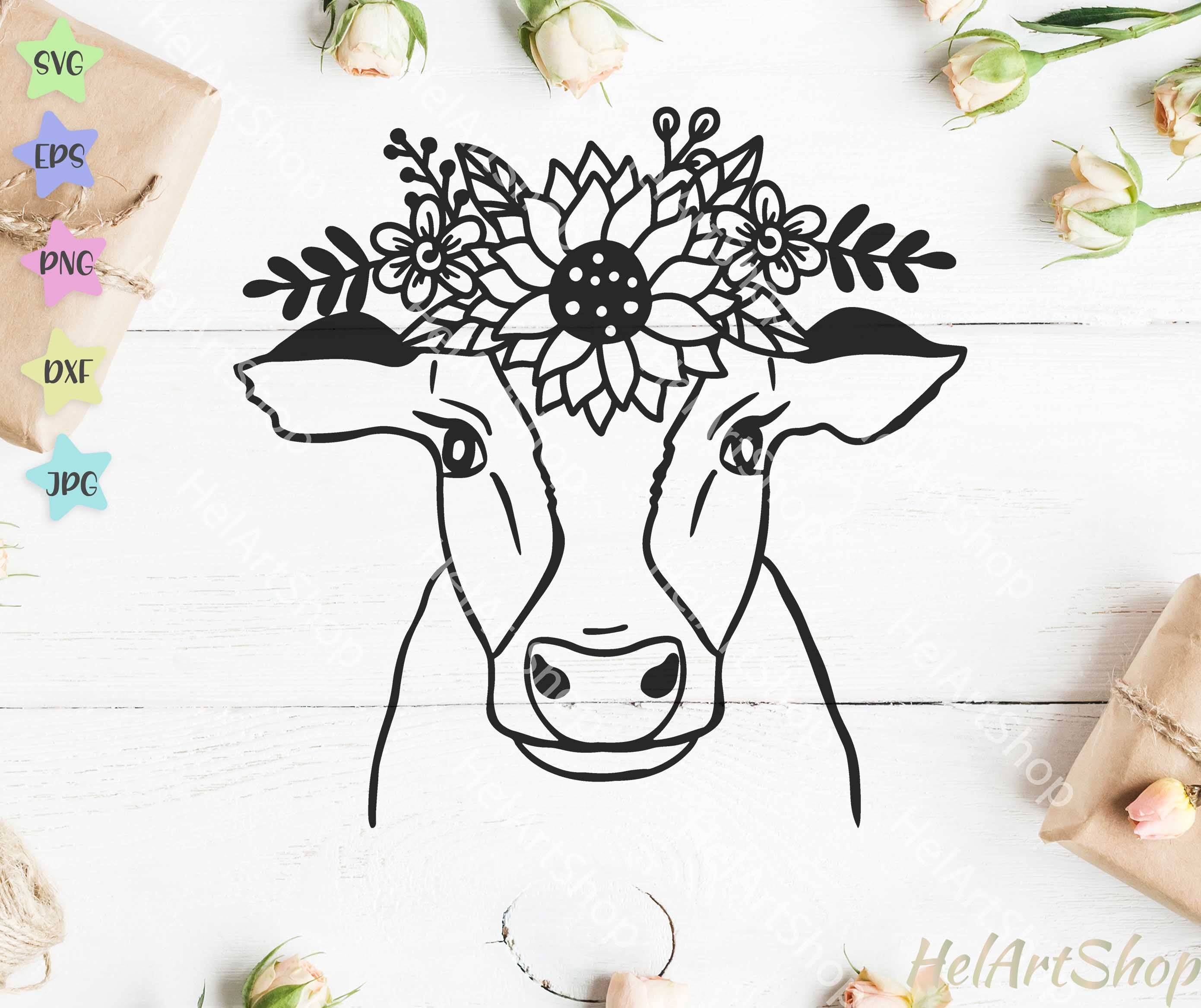 Free Free 156 Cow With Flower Crown Svg Free SVG PNG EPS DXF File