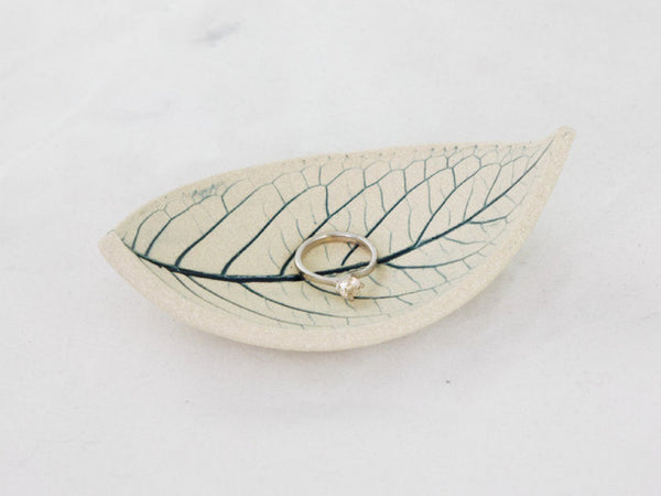 Ceramic Ring Dish Pottery Leaf Bowl Ceramic Bowl ~ Jewelry Dish Ring Dish Blue Ceramic Dish Ring Display ~ Wedding Ring Dish Ring Holder 