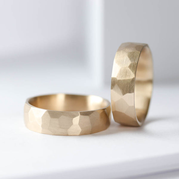 His & His Faceted Men's Wedding Band Set 