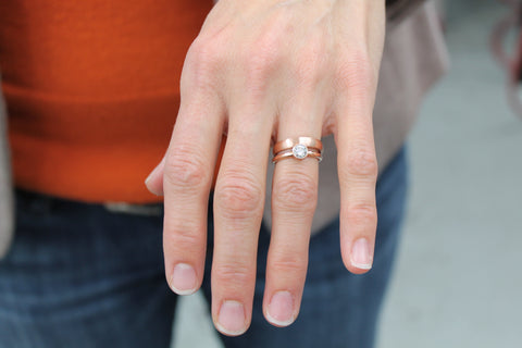 Kristen's Engagement Ring and Wedding Band