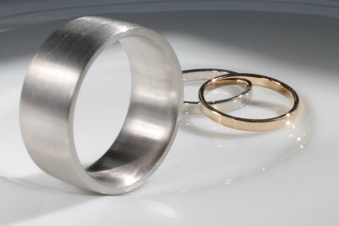 Palladium Yellow Gold and White Gold Wedding Band Set