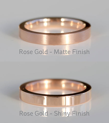 Rose Gold Satin Matte VS Shiny Polished Finish Small