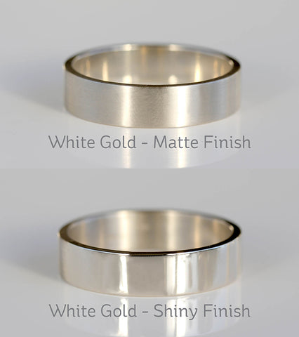 White Gold Satin Matte VS Shiny Polished Finish Small