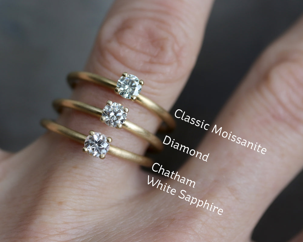  clasic Moissanite vs diamant vs Chatham Alb Safir