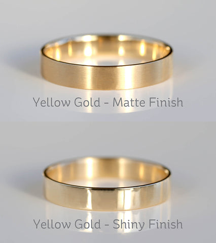 Yellow Gold Satin Matte VS Shiny Polished Finish Small