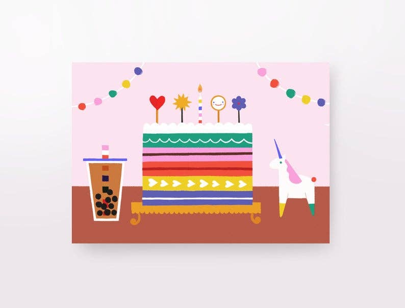 Rainbow Cake Greeting Card