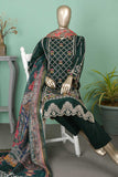SC-295B-Green - Allure | 3Pc Cotton Embroidered & Printed Dress