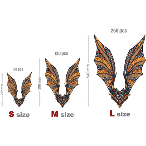 Fledermaus | Holzpuzzle | Bat | Size | Groesse
