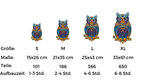 Größentabelle | Eule | Anmutige Eule | Unidragon