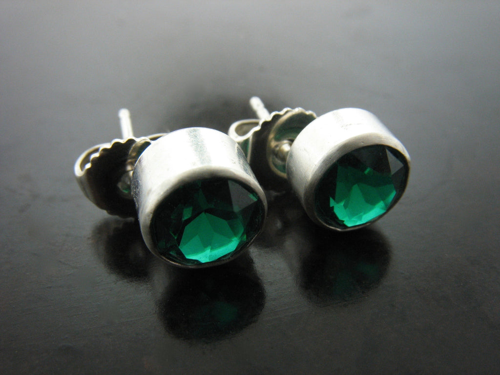 Green Crystal Stud Earrings in Bezel – Jelena Behrend Studio