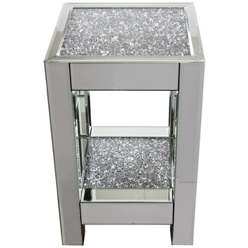 Medium Crushed Diamond Top Mirrored Side Table