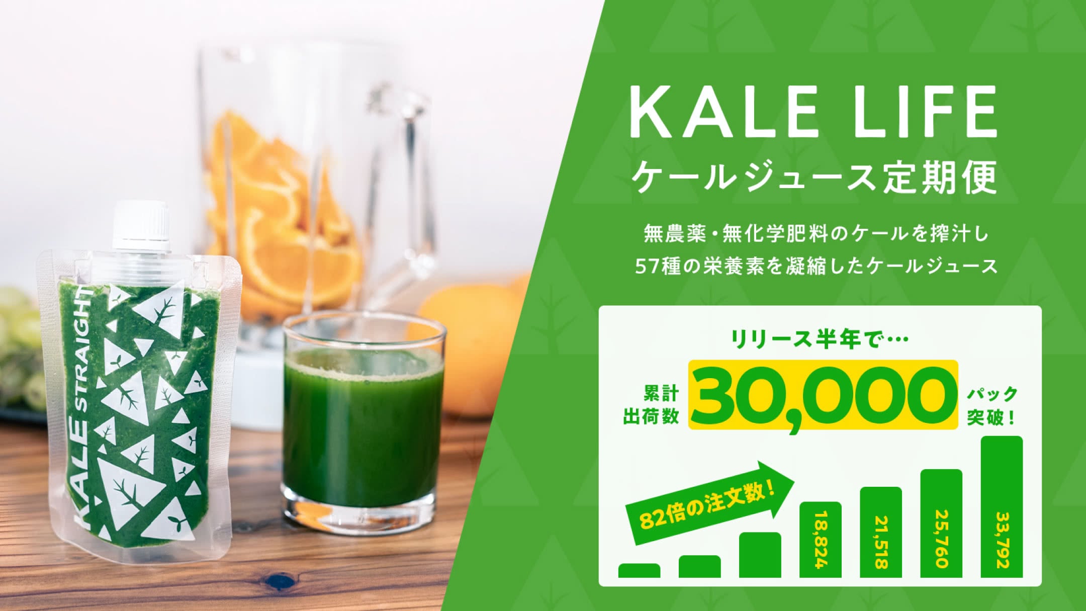 KALE LIFE ケールジュース定期便 無農薬・無化学肥料のケールを搾汁し57種の栄養素を凝縮したケールジュース