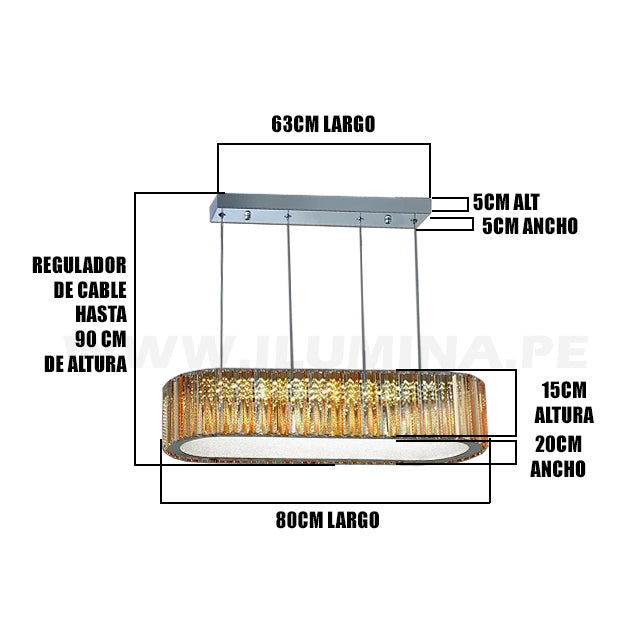 LÁMPARA COLGANTE KRYSTAL NAZLI 7826 TY LED + CONTROL REMOTO