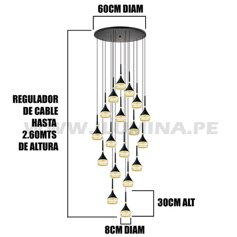 LAMPARAS GRANDES PARA LOBBY EN HOTELES MODERNOS CON DOBLE ALTURA CON CONTROL REMOTO DE SISTEMA SMART CON TRES TONOS DE LUCES 2700K 4000K 6000K REGULABLES DE ALTURA PARA SALON DE EVENTOS O PARA HOTELES EN LIMA EN PERU