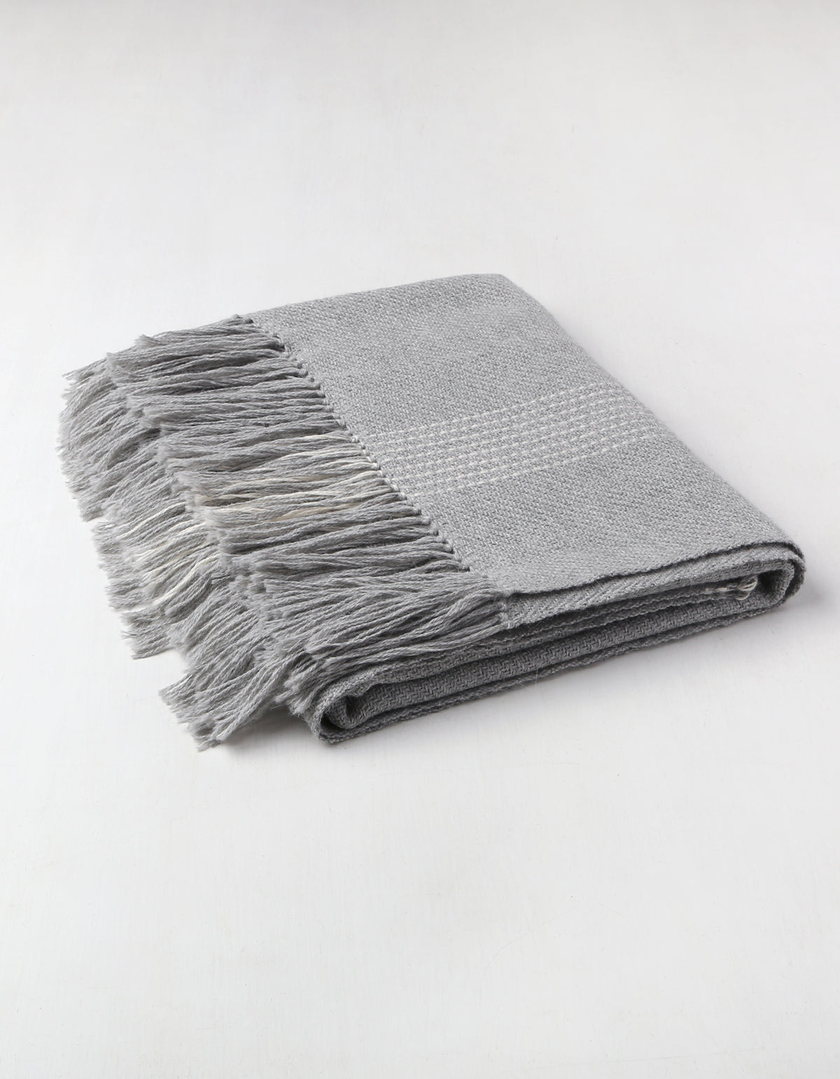 Baby Alpaca Smoke Grid Throw Blanket