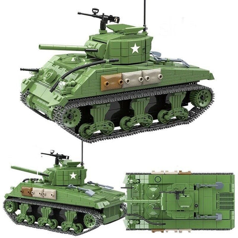 WW2 M4 Sherman Army Tank Building Blocks Set