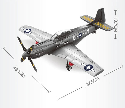 WW2 P-51 Mustang Fighter 258 Building Block Toy Brick Set