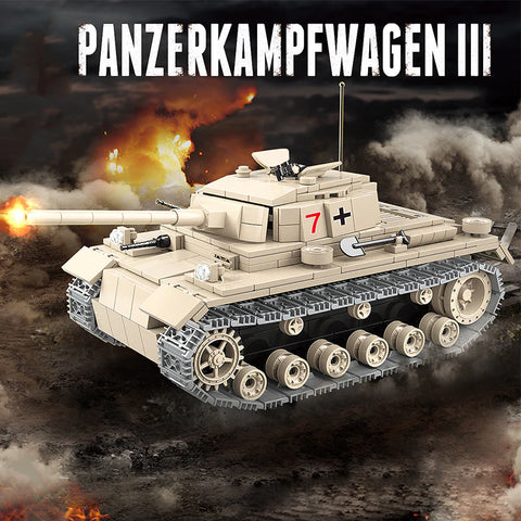 WW2 German Panzer III Military Tank Building Blocks Set