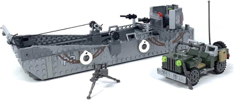Army Landing Craft and Jeep Vehicle Building Blocks Set