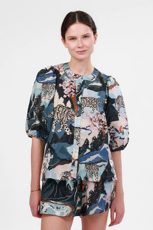 Blusa Balloon Snow Leopard Blue - ISIDRA
