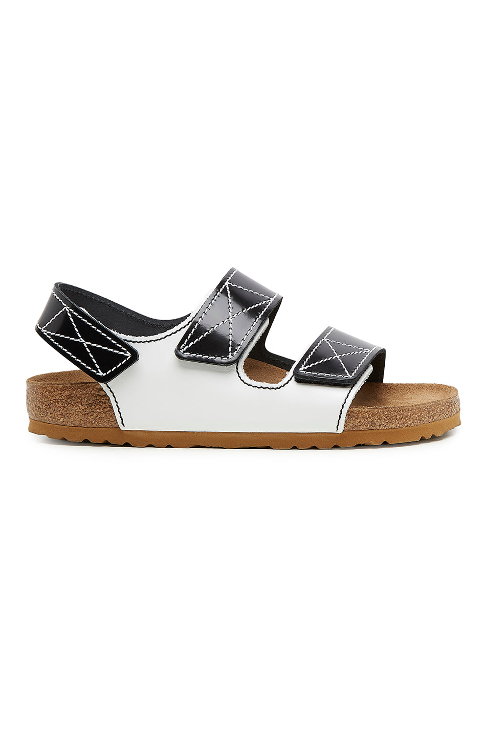 black and white birkenstock sandals