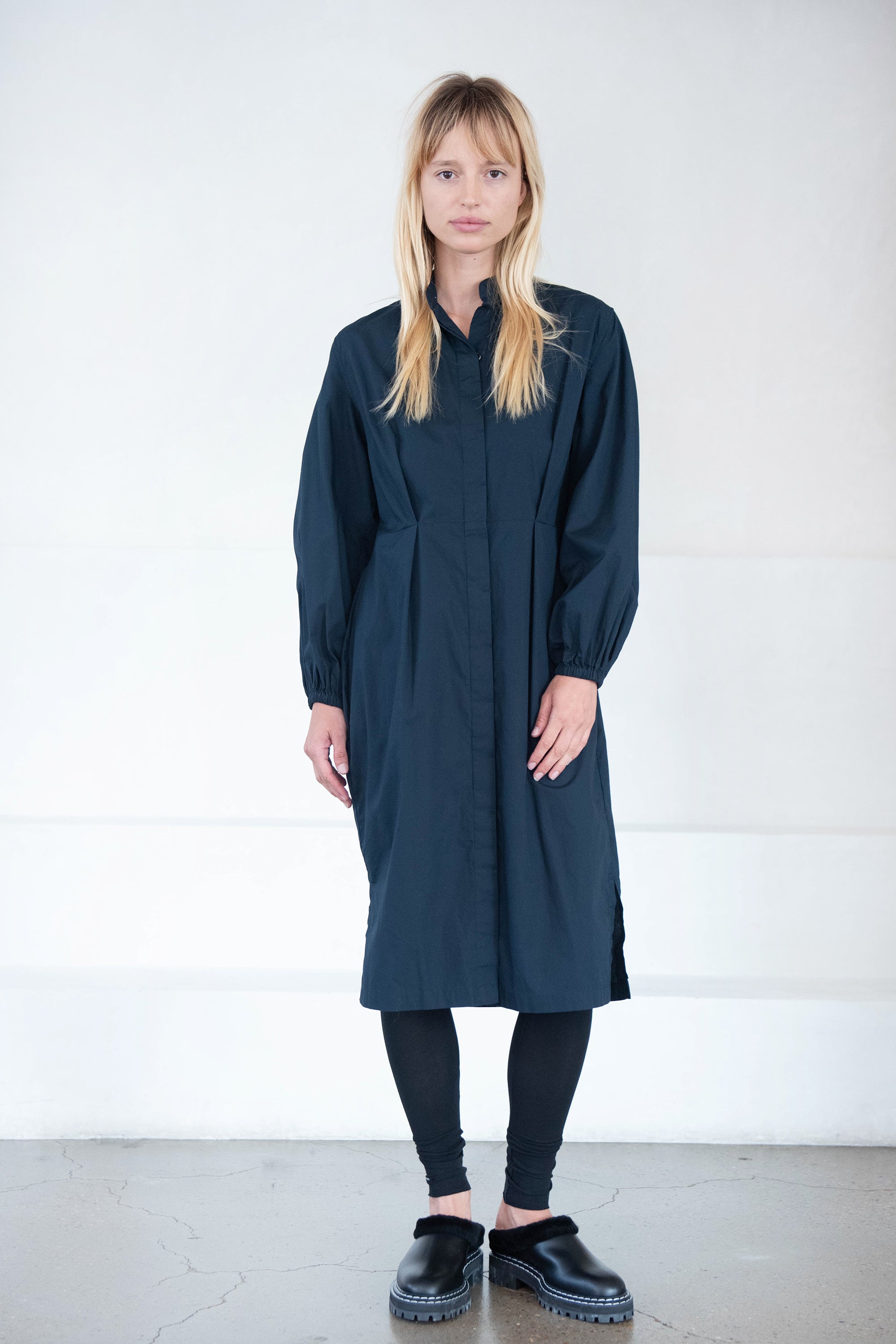 LANTERN SHIRT DRESS, midnight