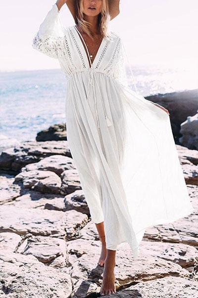 Best Casual Lace Beach Vacation Maxi Dress