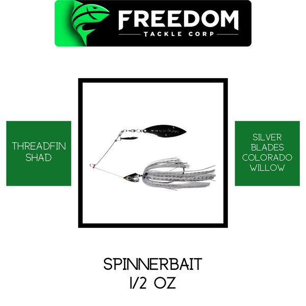 Freedom Tackle Spinner Bait Willow/Colorado Spinerbait, 1/2-oz