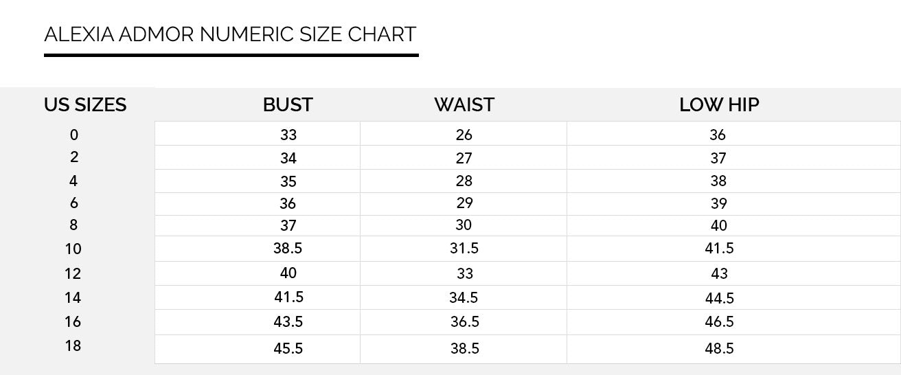 Taylor Curvy Size Chart