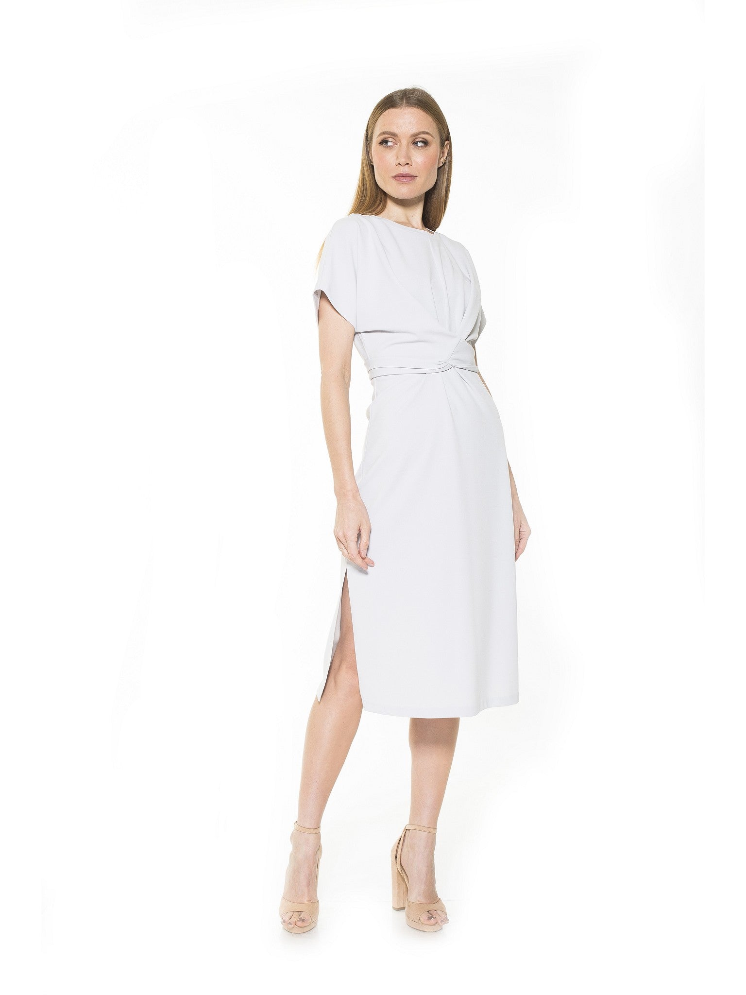 Ricki Crewneck Midi With Waist Tie Detail Dress – ALEXIA ADMOR