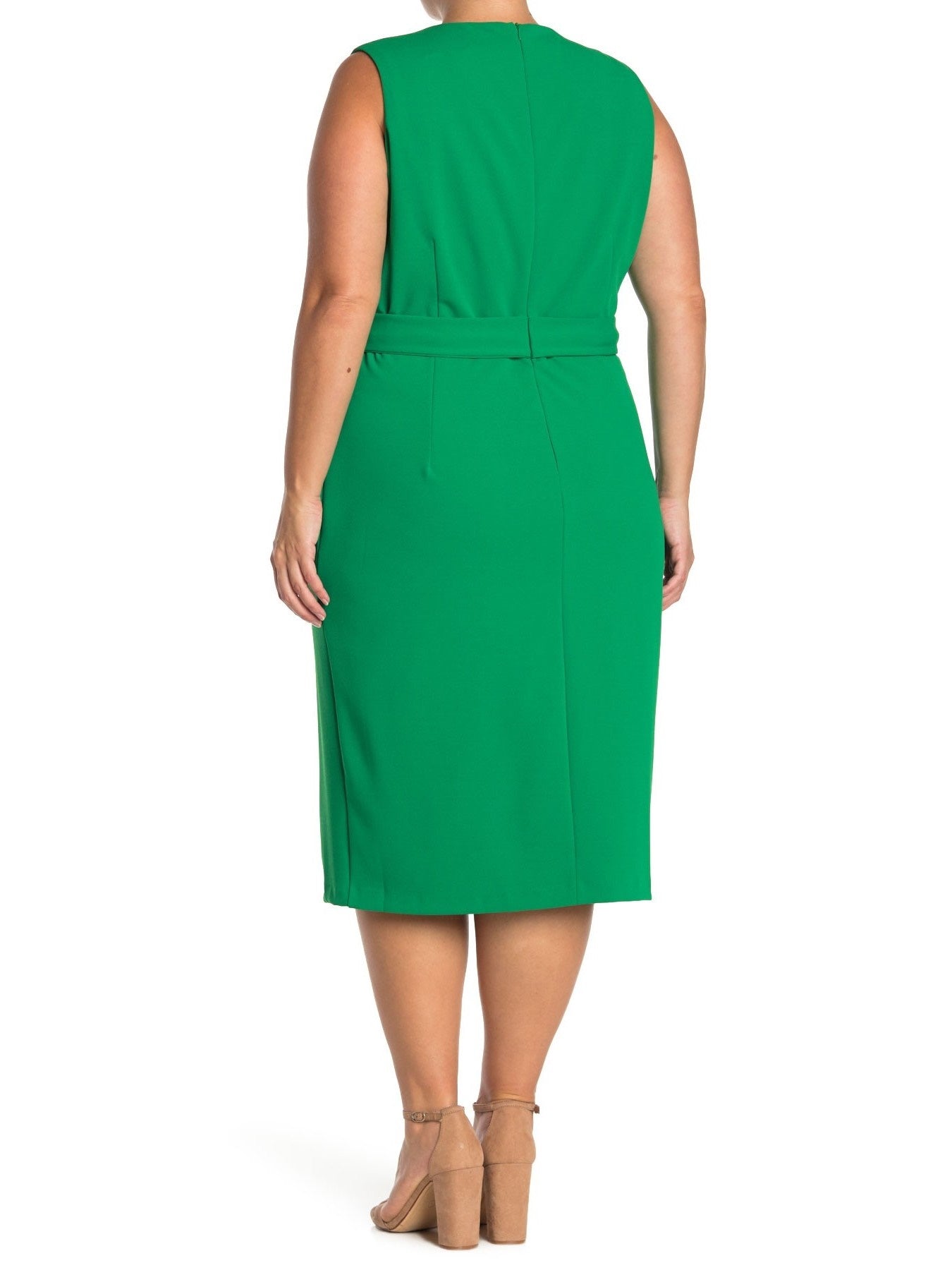 Serenity Crewneck Plus Size Sheath with Side Slit Dress