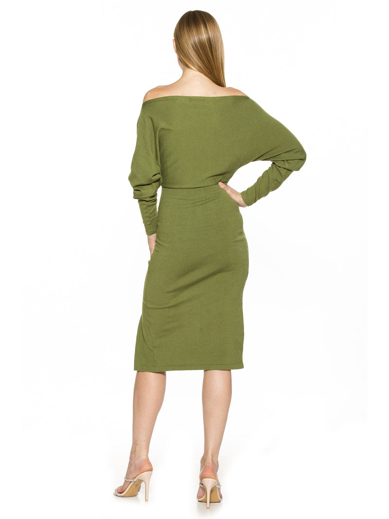 EMILY ONE SHOULDER KNITTED DRESS WITH FRONT SLIT